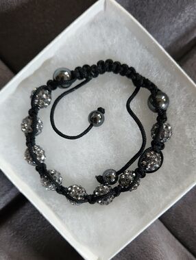 Black Shamballa Crystal Bead Bracelet